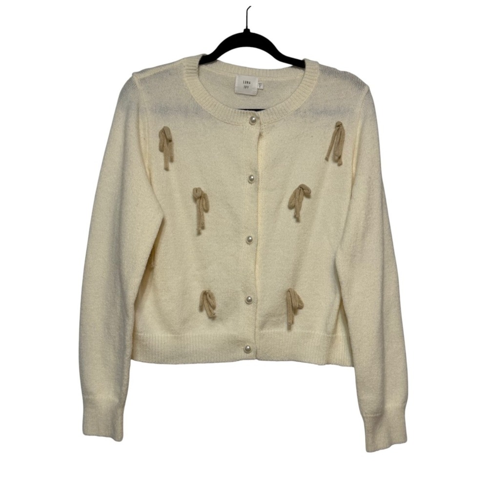 Luna Ivy Bowcore Embellished Cardigan Sweater Women S Light Academia Boho Chic